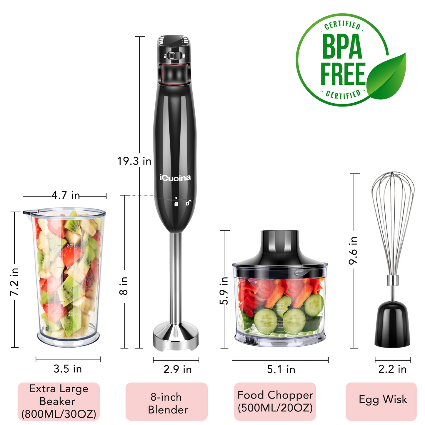 icucina® multi speed immersion blender hand mixer