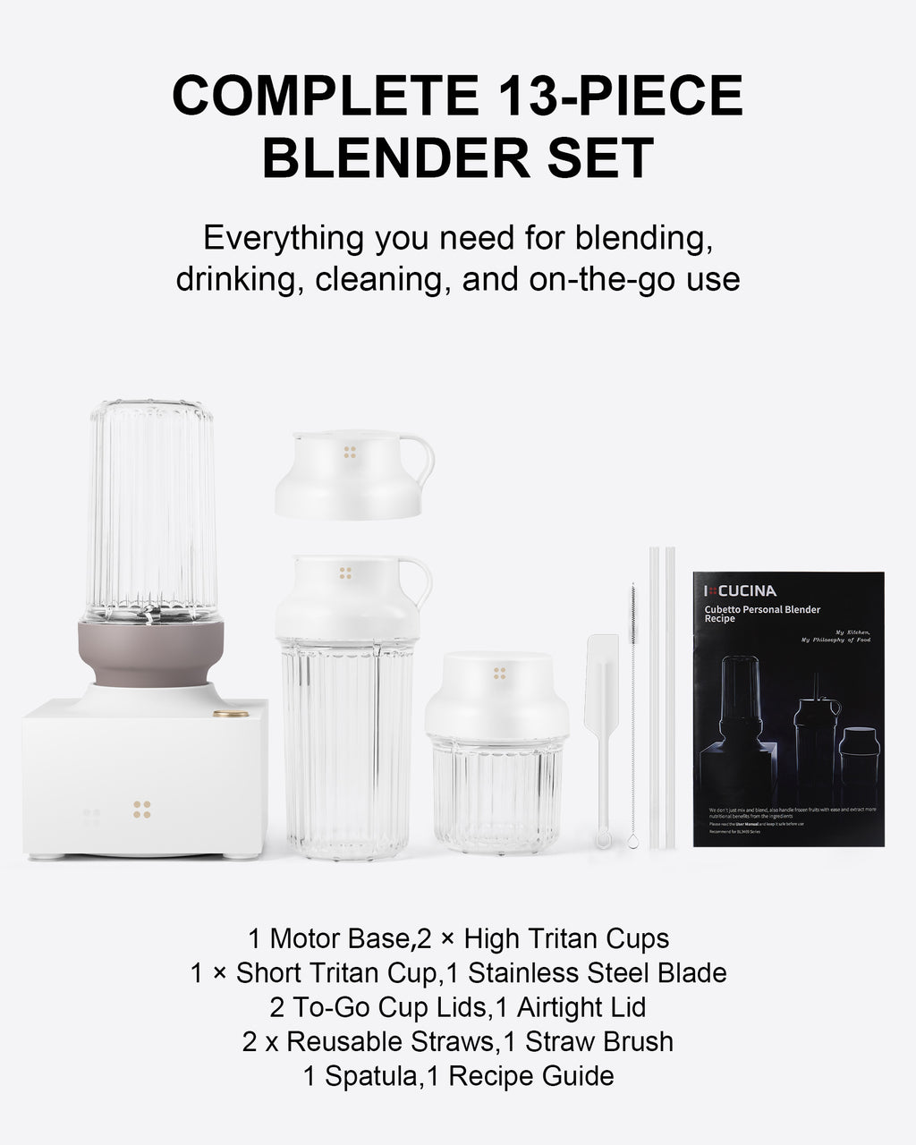 iCucina® 1000W Cubetto Personal Blender - White