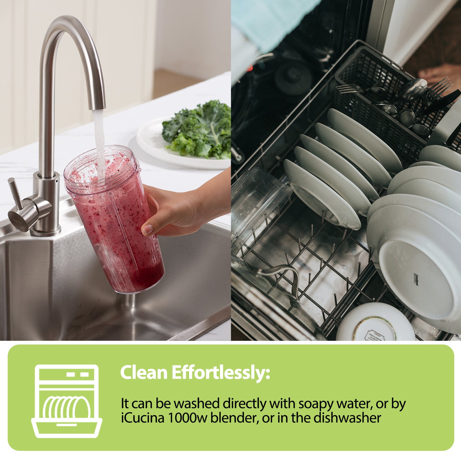 Licuadora iCucina® Professional Plus de 1000 W, paquete de 2 vasos, repuesto 