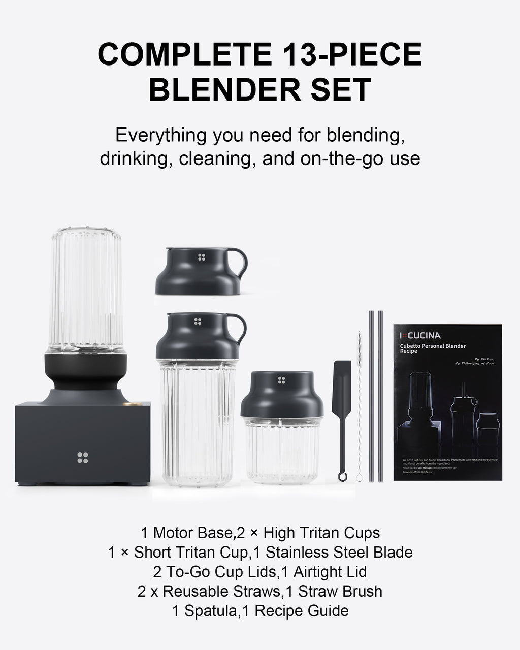 iCucina® 1000W Cubetto Personal Blender - Black