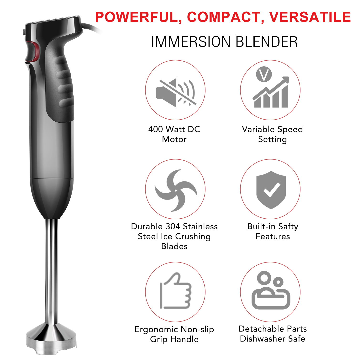 icucina® multi speed immersion blender hand mixer