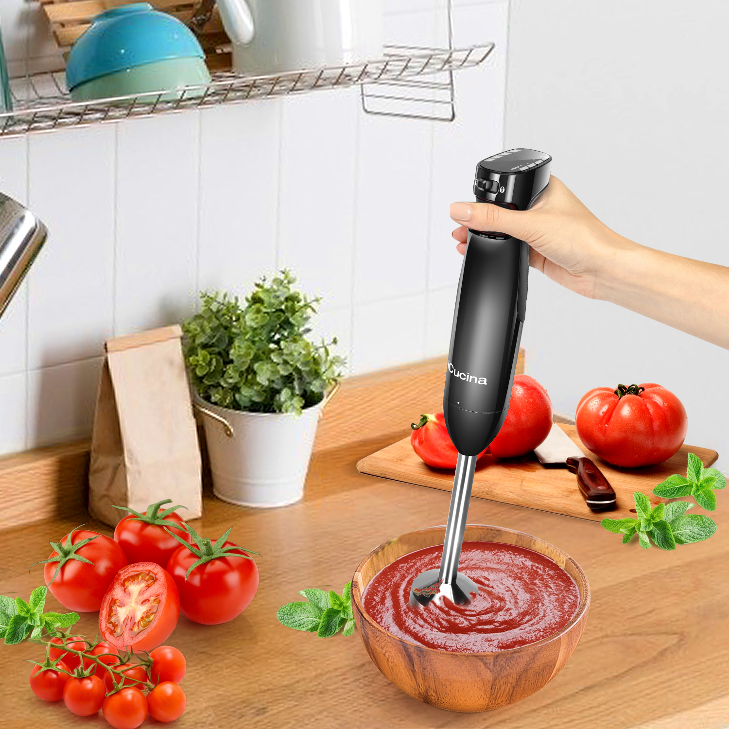 icucina® multi speed immersion blender hand mixer
